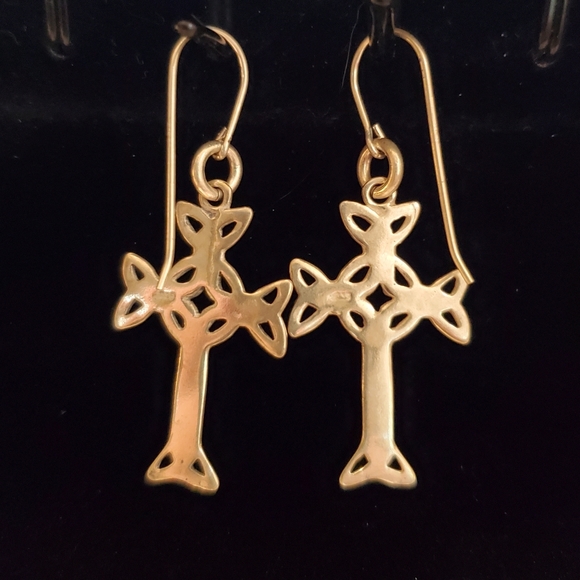 Sterling Silver Celtic Cross Earrings Irish Knot - Picture 3 of 5